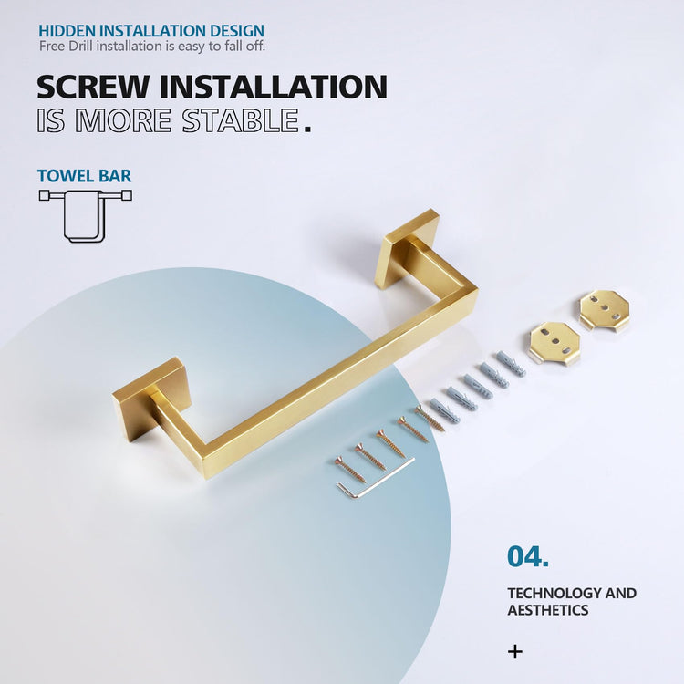 12 Inch Hand Towel Holder Bath Towel Bar Kitchen Dish Cloths Hanger Stainless Steel Wall Mount