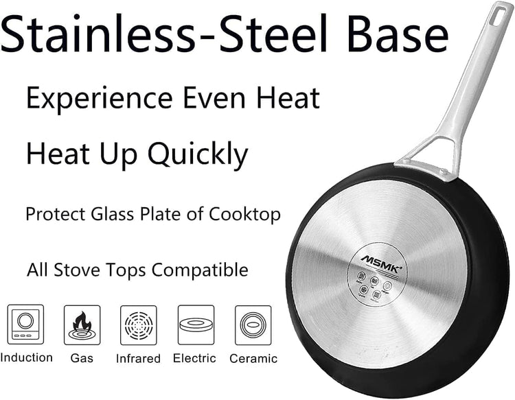 MsMk Small Egg Pan，8 1/2 inch Titanium and Ceramic Nonstick Omelette Pan，Small Frying Pan Safe for Induction，Scratch-resistant，Oven Safe to 700°F Pan for Cooking, Dishwasher Safe