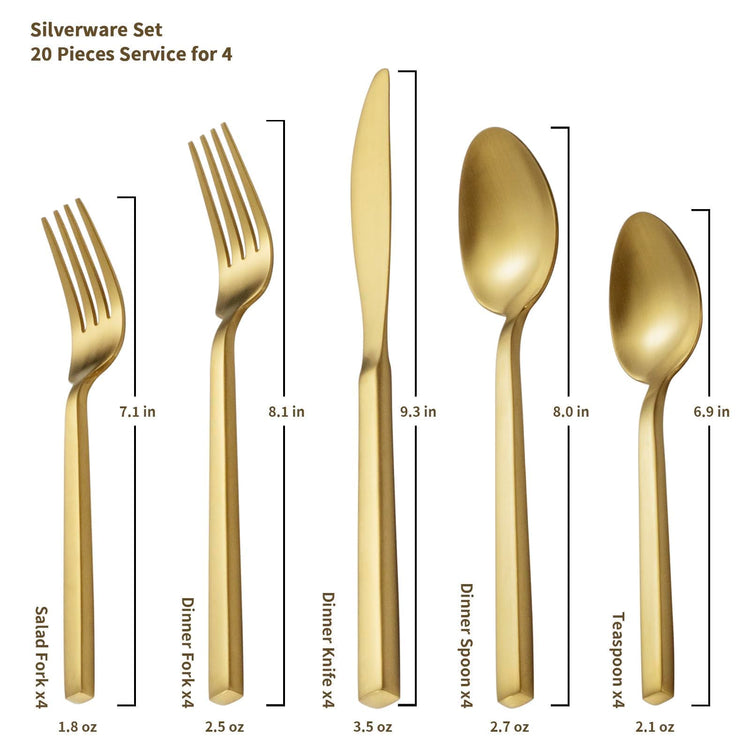 Cube Gold 20 Piece Flatware Set (4 Count)