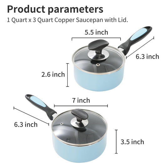 Nonstick Saucepan Set with Lid (2 Count)