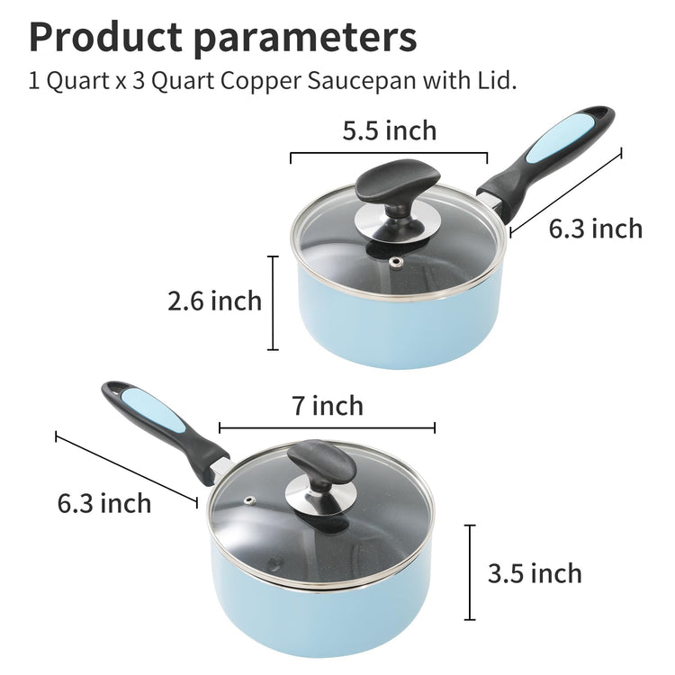 Nonstick Saucepan Set with Lid (2 Count)