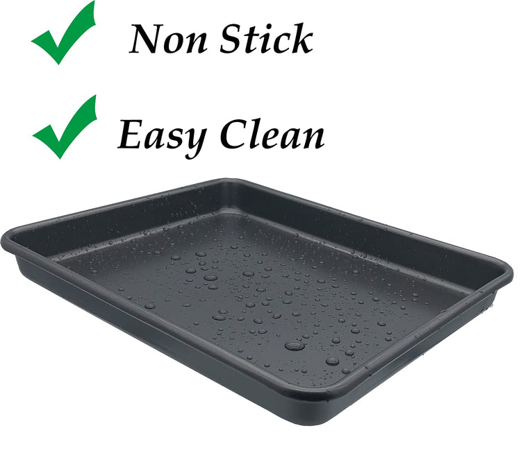 Small Cookie Sheets 11X9 Inch 2Pcs Mini Baking Pan Toaster Oven Tray Nonstick Thicken Brushed Carbon Steel Magnetic No Warp 1 to 2 Person Bakeware By HYTK (2 Count)