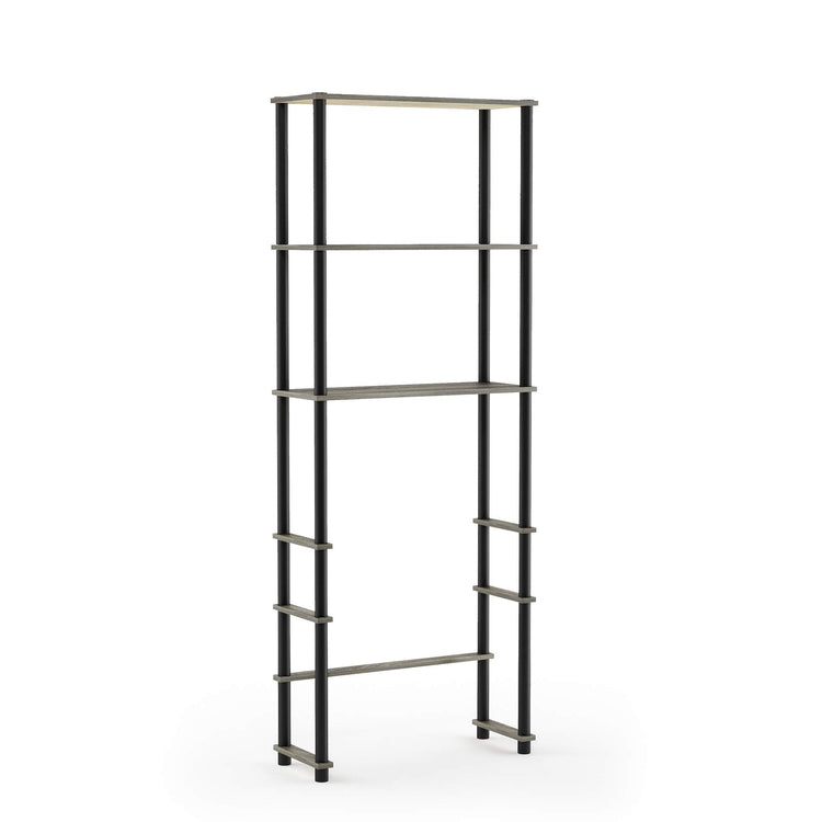 Turn-N-Tube with 3 Shelves Toilet Space Saver, French Oak Grey/Black