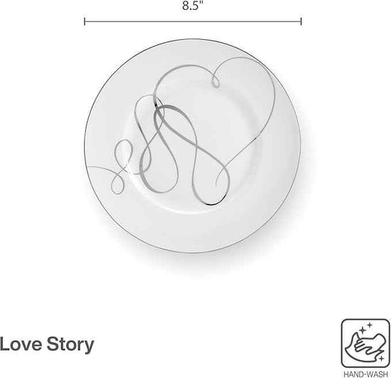Mikasa Love Story Platinum Banded Salad Plates, Set of 4, 8.5-Inch