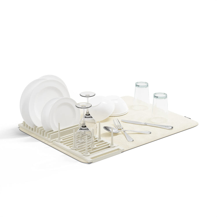 Udry Dish Rack with Movable Pegs and Microfiber Drying Mat