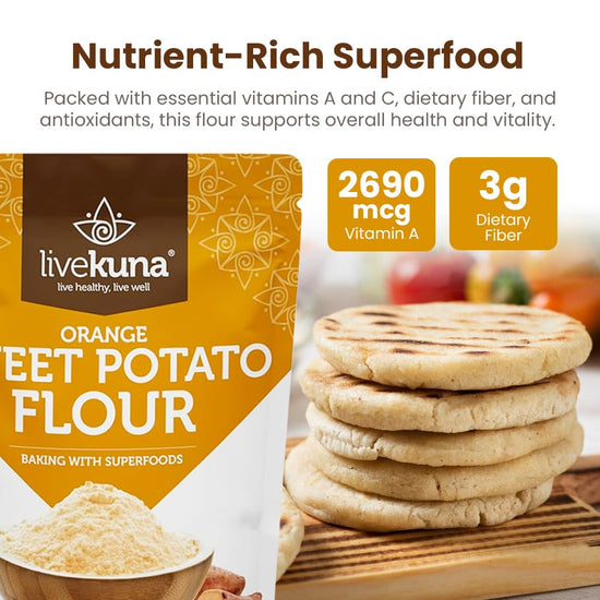 LiveKuna - Orange Sweet Potato Flour, Sweet Potato Flour for Baking, Gluten-Free Baking Flour, Alternative for Almond Flour, Rice Flour & Coconut Flour, Sweet Potato Powder Flour for Soups & Sauces - Nestoria
