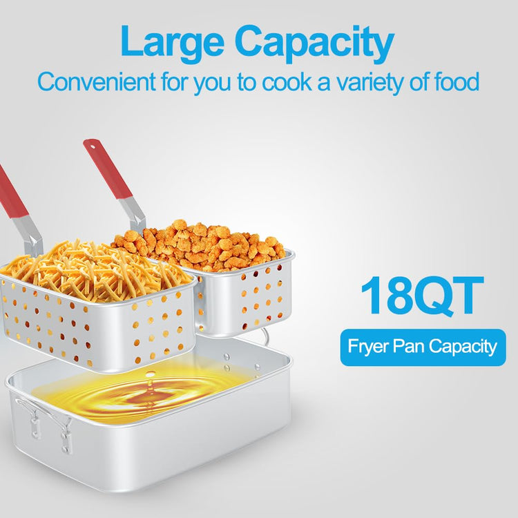 FireRiot 18QT Aluminum Deep Fryer Pot with Baskets & Heat