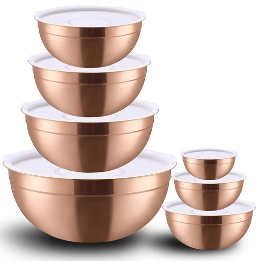 Rose Gold Mixing Bowls with Lids Set of 7