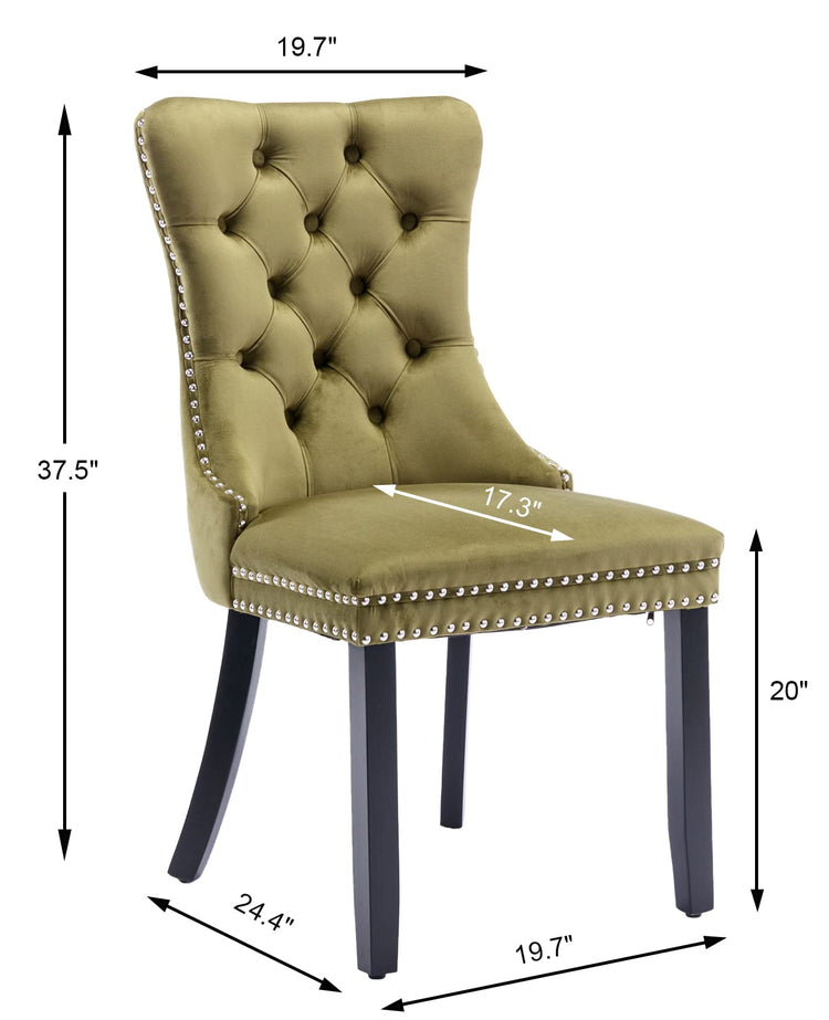Olive Green Velvet Dining Chairs Set of 6 (6 Count)