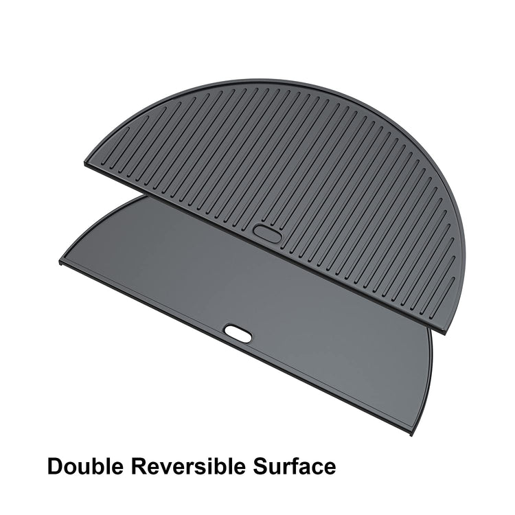 18" Half Moon Cast Iron Reversible Griddle for Kamado Joe KJ