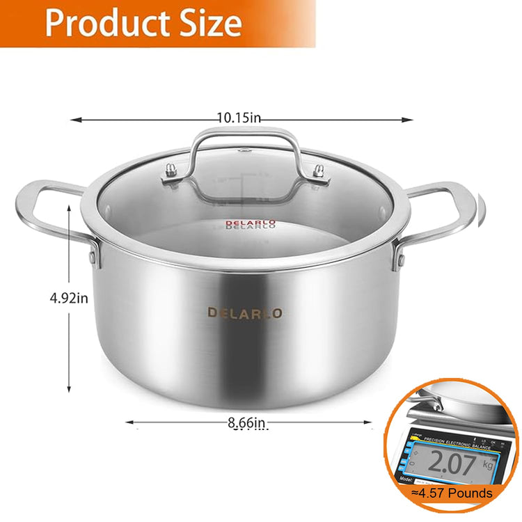 Tri ply Stainless Steel 5 Quart Heavy Duty Induction Stock Pot