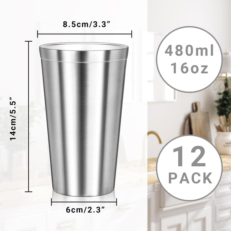 Stainless Steel Cups (classic straight / 16oz,12pcs)