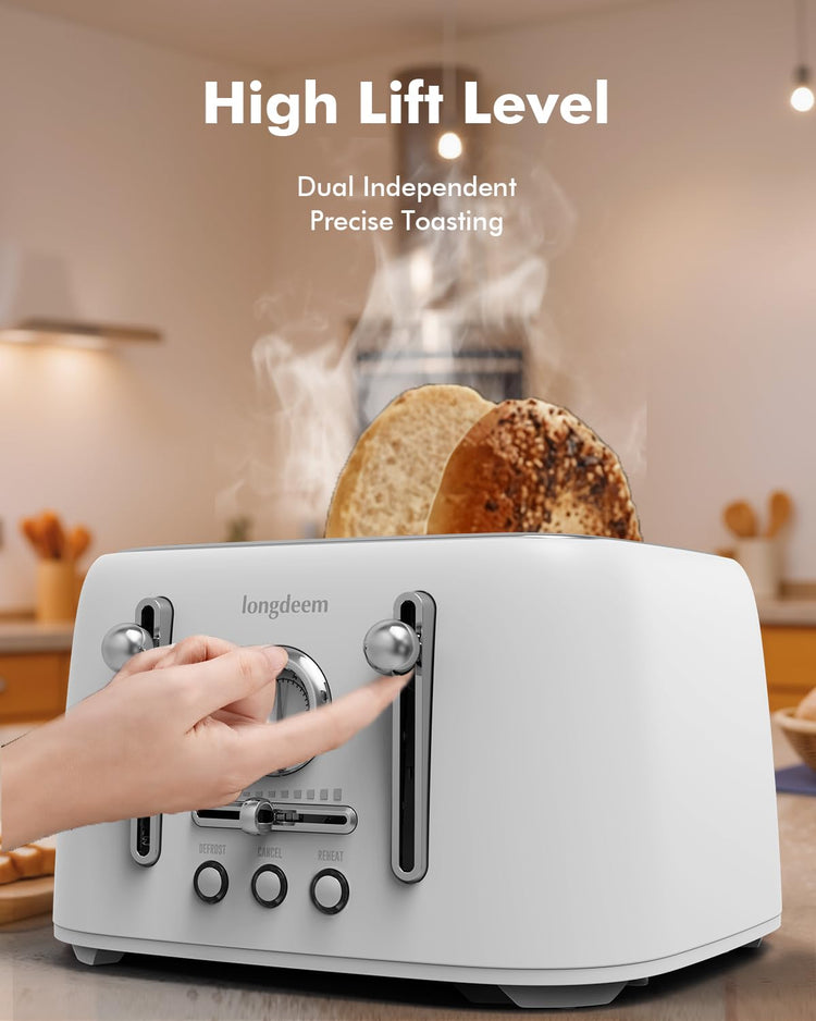 4 Slice Stainless Steel Toaster with 1.6" Wide Slots