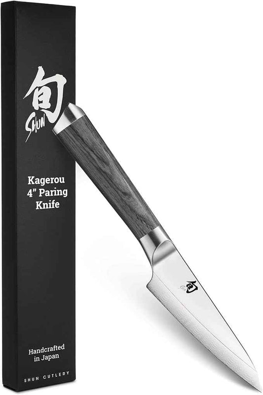 Shun Cutlery Kagerou Paring Knife 4 Inch, Small, Sharp, Nimble Cooking Knife for Peeling, Coring, Trimming and More, Precise Cutting Knife, Handcrafted Japanese Kitchen Knife