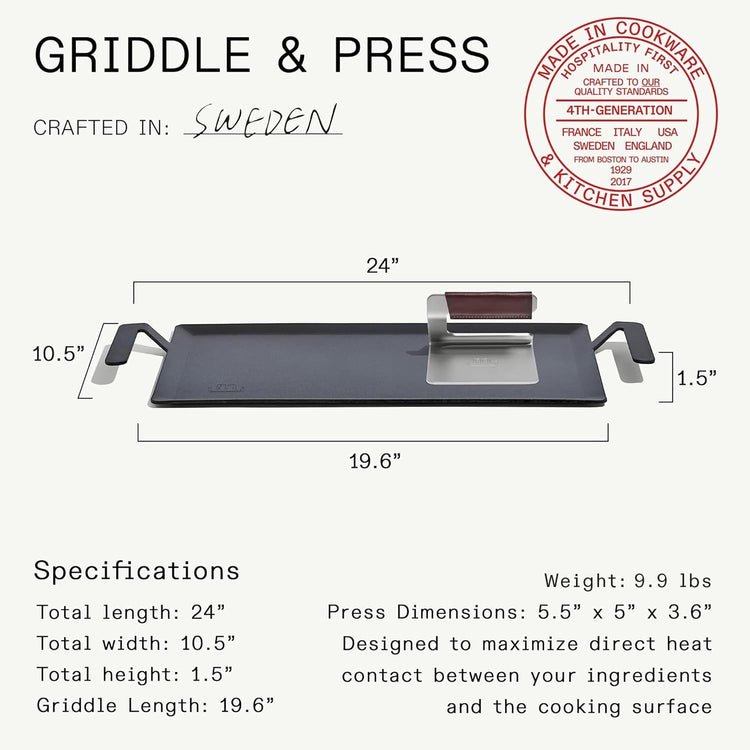 Cookware Carbon Steel Griddle + Grill Press (2 Count)