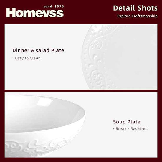 HomeVss, New Bone China Embossed Italy Countryside 18pc Dinnerware Set