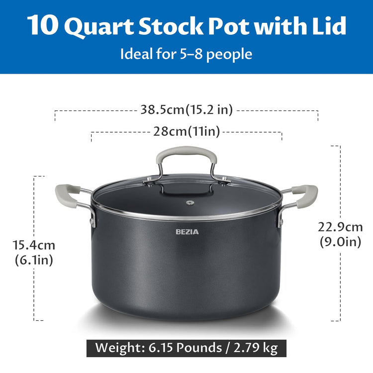 10QT Non Stick Stock Pot with Lid