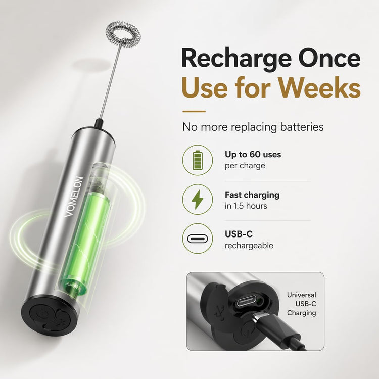 Rechargeable Milk Frother Battery Operated