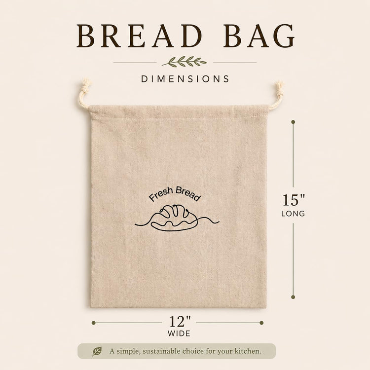 3 Pack Linen Bread Bags for Homemade Bread (3 Count)