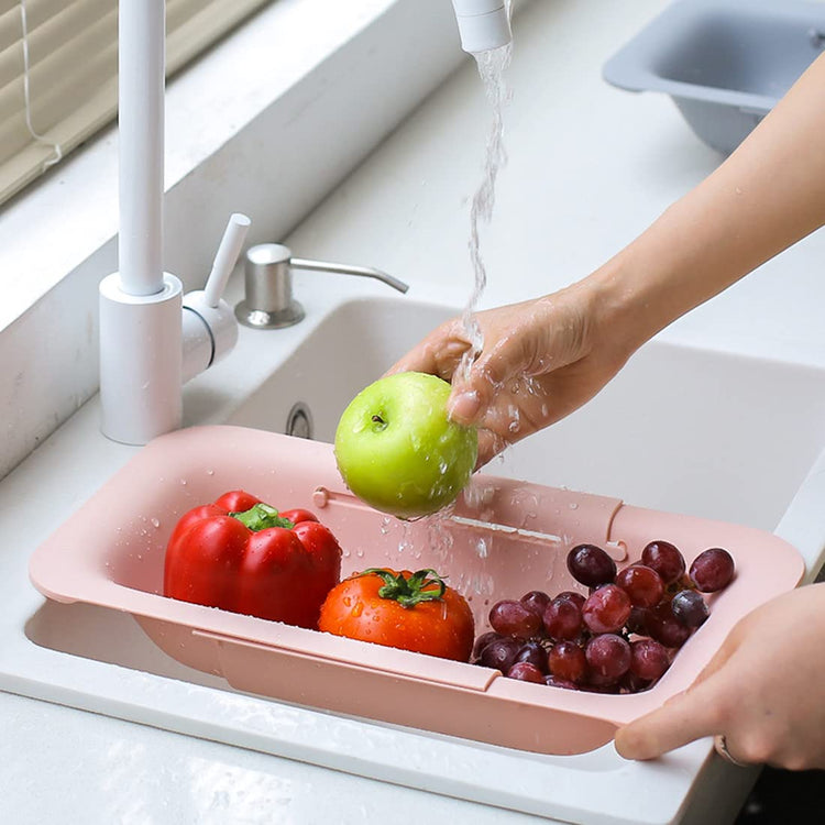 Collapsible Sink Colanders and Strainers Basket Over the Sink Colander Collapsible Colander Extendable Plastic Fruit Vegetable Strainer Drainer Basket for Kitchen