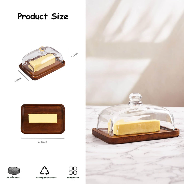 Glass butter dish with lid