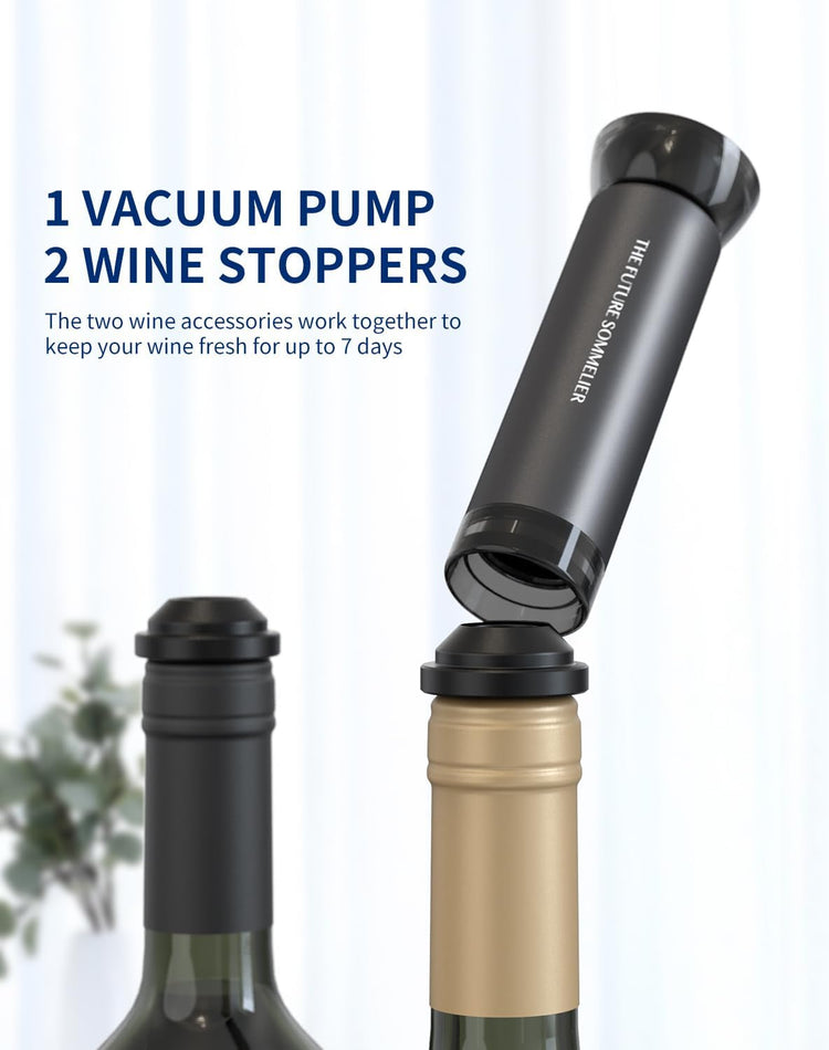 CIRCLE JOY Rechargeable Electric Wine Opener Set 7-in-1 Aluminum Alloy Wine Gift Set with Electric Corkscrew, Foil Cutter, Wine Pourer, Charging Base, Vacuum Pump and 2 Wine Stoppers