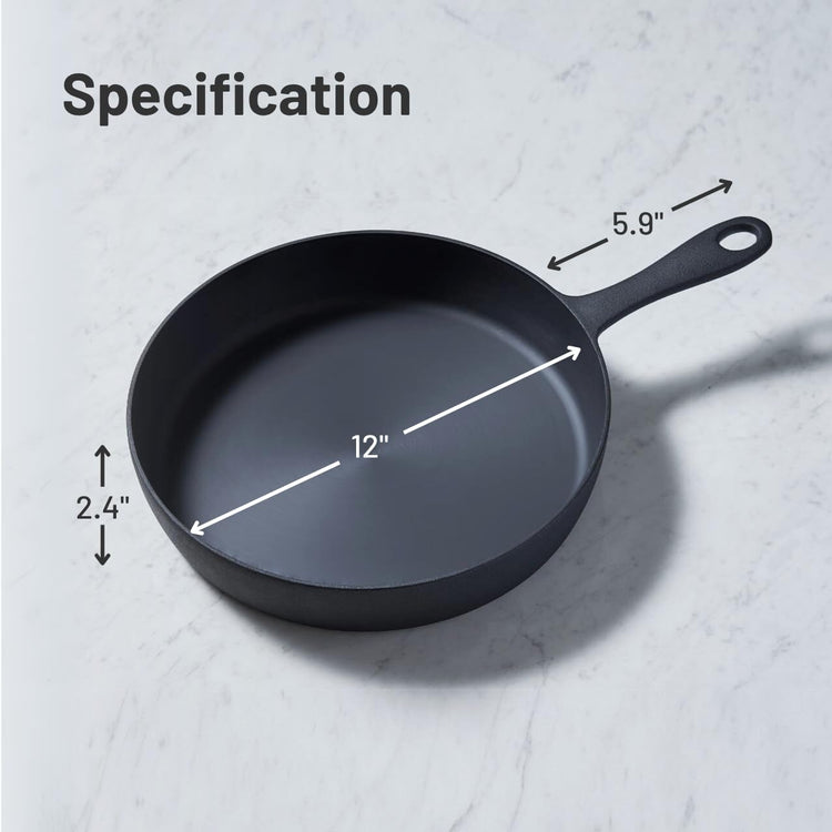 12 Inch Smooth Cast Iron Skillet