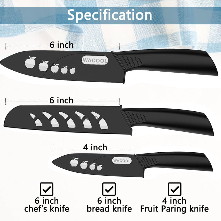 Kitchen Ceramic Knife Set with Sheaths
