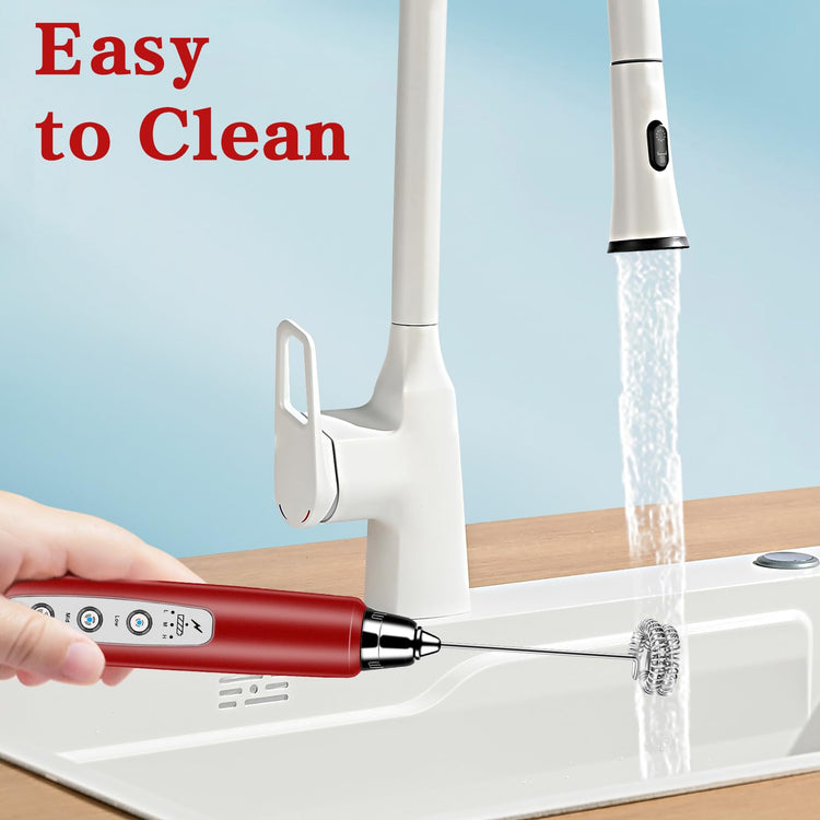 Milk Frother Wand Rechargeable Handheld Whisk Coffee 3 Speed Adjustable
