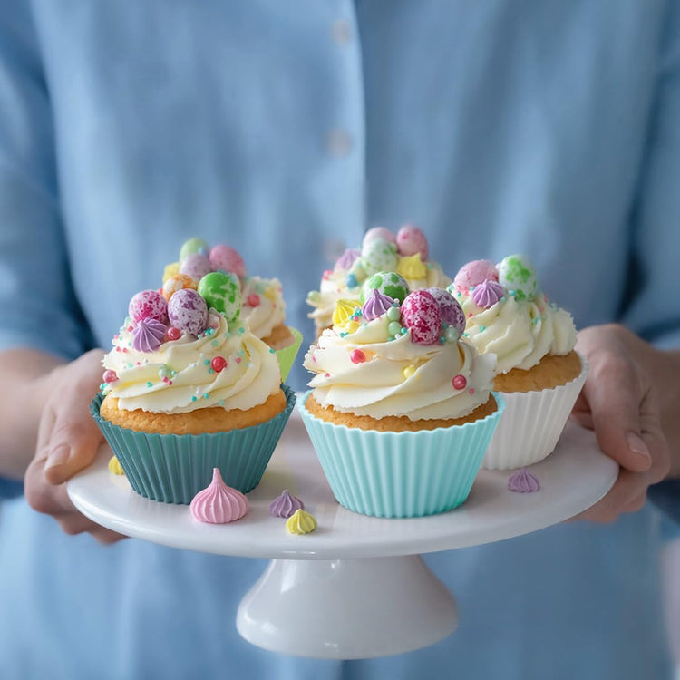 Silicone Cupcake Liners, Upgrades 36 Pack Reusable Baking Muffin Cups Nonstick 3 Shapes Pastry Cake Molds Bento Lunch Box Dividers