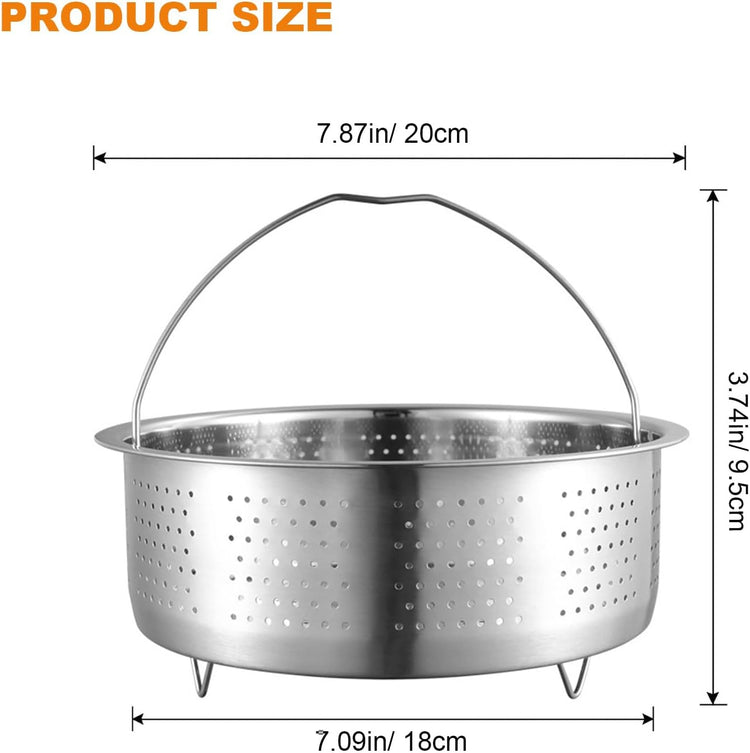 Vegetable Steamer Basket, Veggie Steaming Basket for Cooking, Stainless Steel Steamer Insert for Pot, 7.9 inch