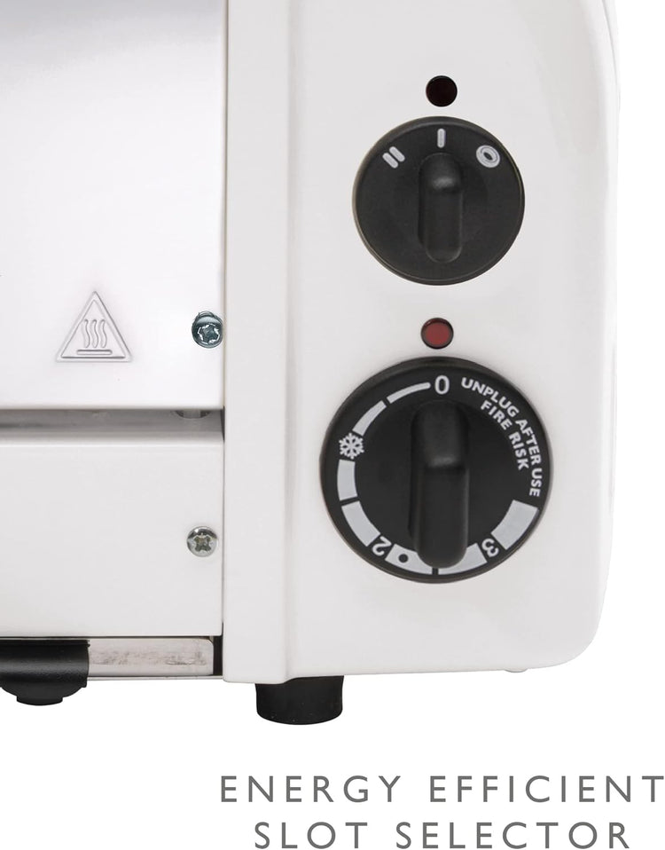 Dualit Classic 2 Slice NewGen Stainless Steel Toaster, White - Hand Built in the UK, Replaceable ProHeat® Elements – Slot Selector, Defrost Bread, Mechanical Timer-For Toast, Bagels & More