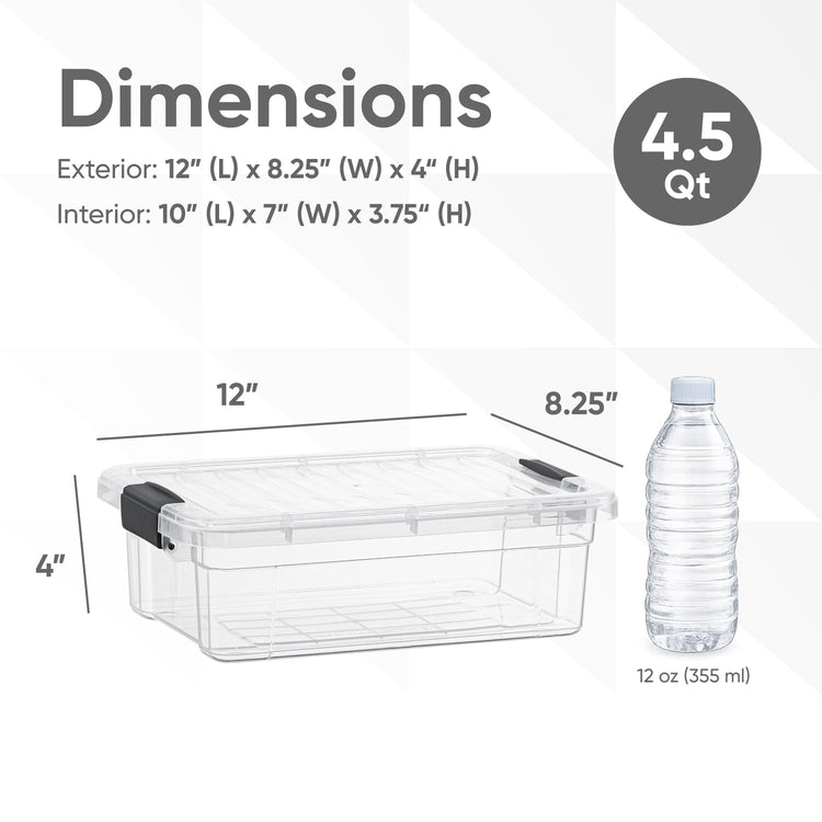 4.5 Quart Clear Plastic Storage Containers with Lids (4 Count)