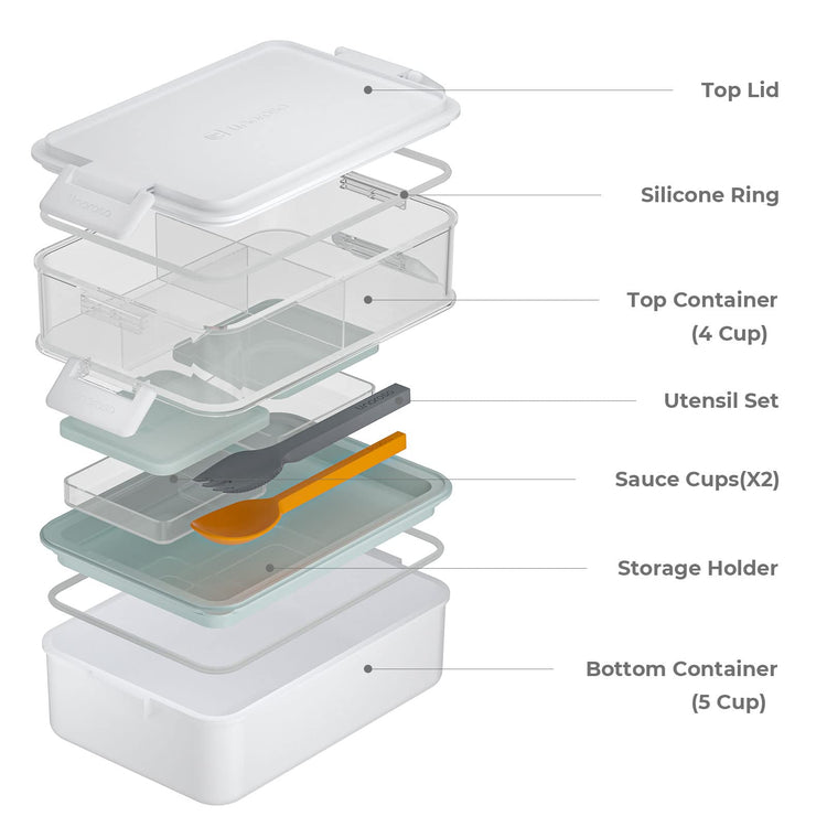 Stackable 2 Tier Adult Bento Box (4 Count)