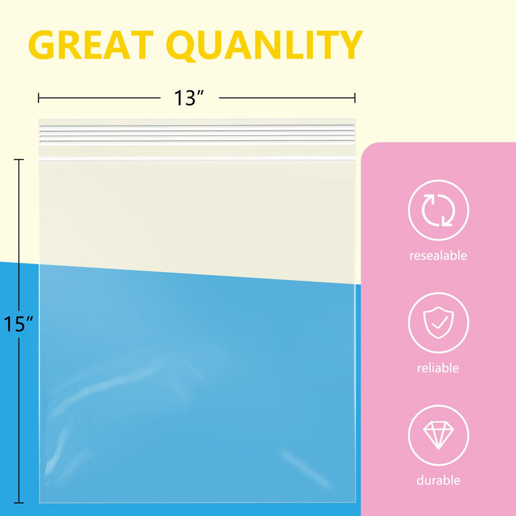200 Pcs 13" x 15" Zip Bags (200 Count)