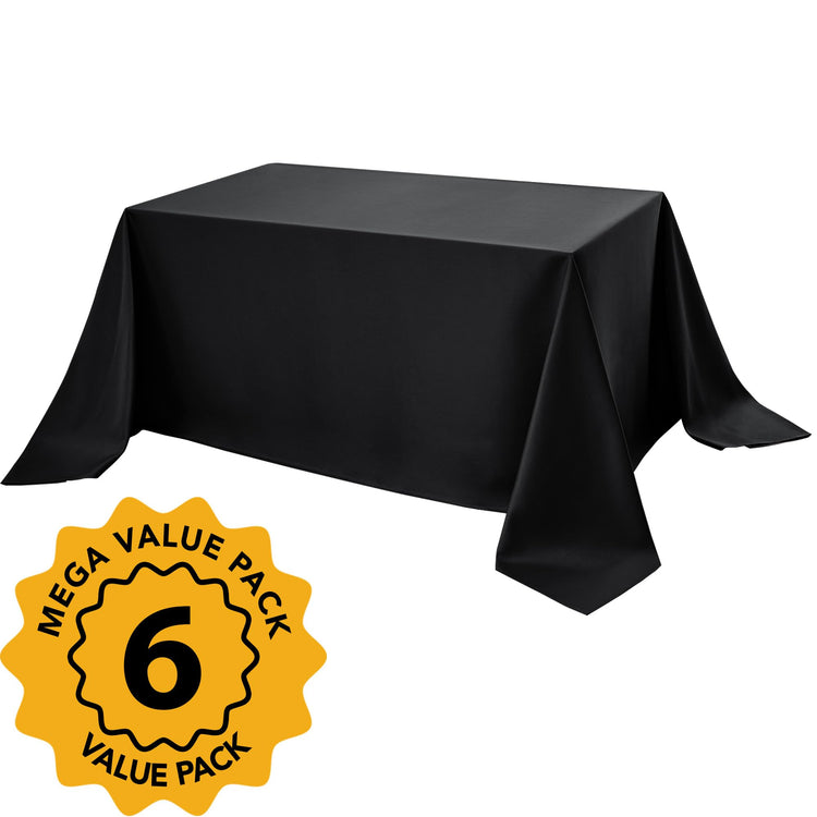 6 Pack Black Tablecloths for Rectangle Tables (6 Count)