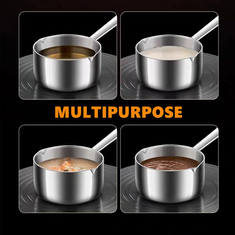 Butter Warmer Pot, Small Sauce Pan, Thick 3-PLY Heavy Duty Stainless Steel Cooking Pot for Milk, Coffee, and Melting Chocolate, 0.5-Quart