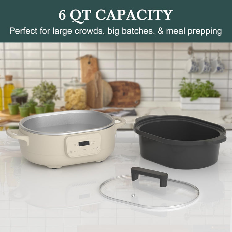 6 Quart Programmable Slow Cooker Removable Healthy Nonstick Crock Pot