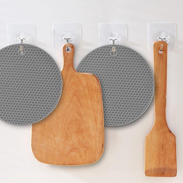 homEdge Silicone Trivets Mat, 6 Packs Multipurpose Non Slip Heat Resistant Pot Holder-Gray