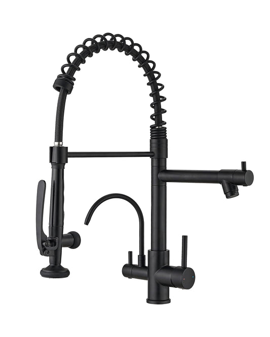 3 in 1 Kitchen Sink Faucet with Drinking Water Faucet Matte Black