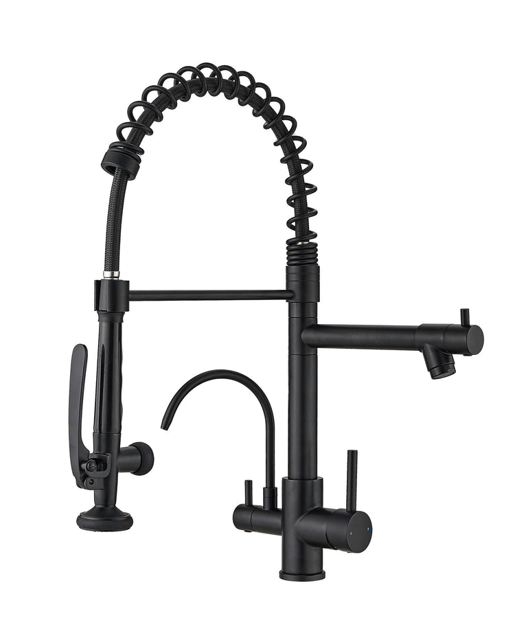 3 in 1 Kitchen Sink Faucet with Drinking Water Faucet Matte Black