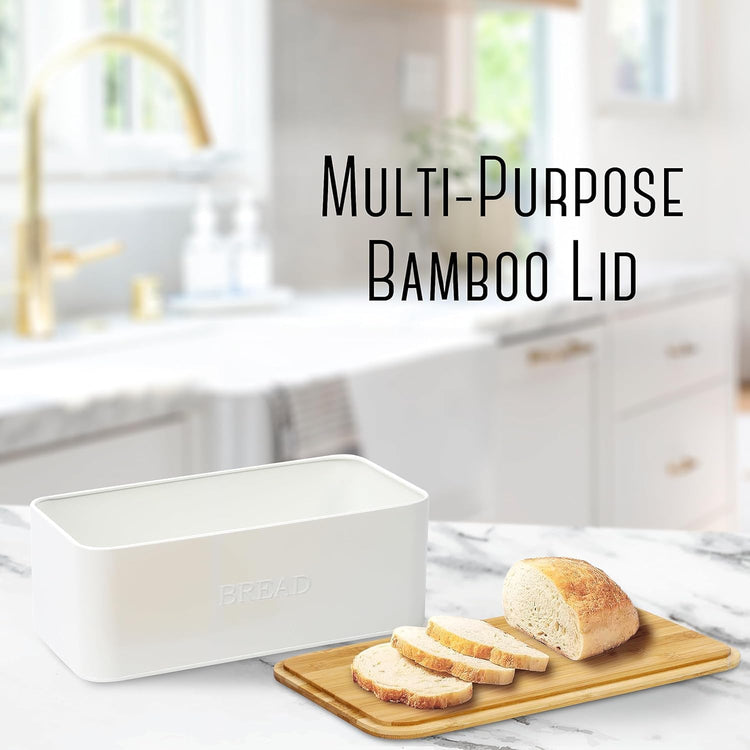 White Bread Box for Kitchen Countertop