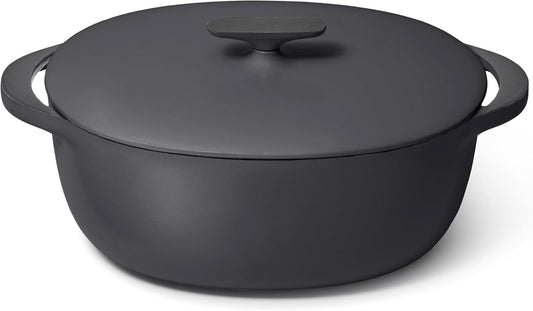 Caraway Enameled Cast Iron Dutch Oven - 8qt Dutch Oven With Lid - 3 Layer Enamel Coating - No Seasoning Required - Compatible With All Stovetops - Oven Safe - No Forever Chemicals - Charcoal - Nestoria