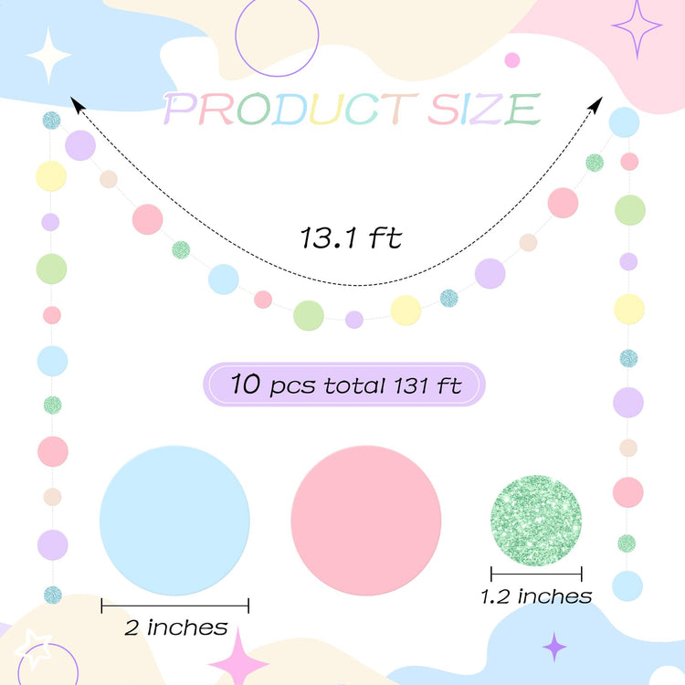 10 Pieces Circle Garland Party Paper Dot Banners (10 Count)