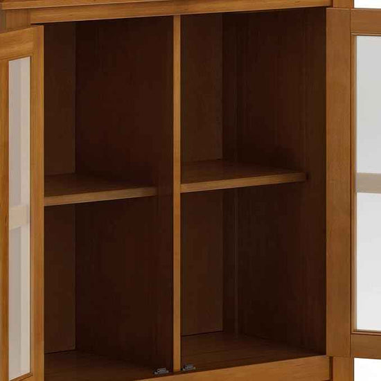 SIMPLIHOME Artisan SOLID WOOD 30 Inch Wide Contemporary Low Storage Cabinet in Honey Brown, For the Living Room, Entryway and Family Room