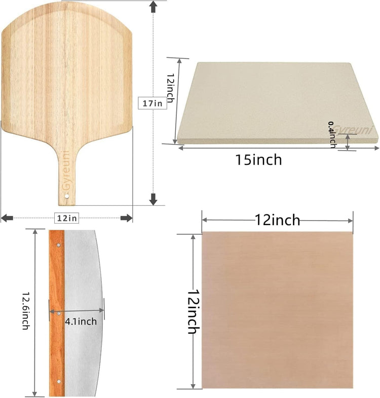 15''Pizza Stone for Oven and Grill with Pizza Peel (4 Count)