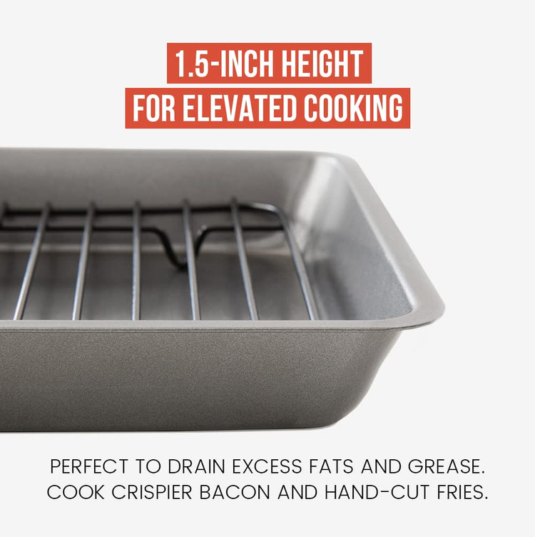 Nonstick Carbon Steel Small Roasting Pan with Rack