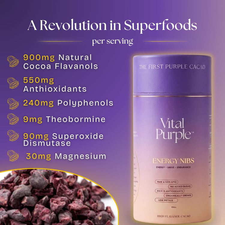 High Flavonal 100% Raw Cocoa Energy Nibs (10 Ounce)
