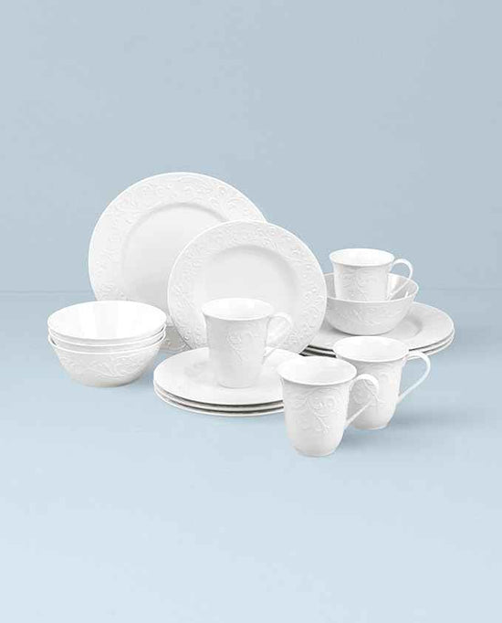 Lenox 851746 Opal Innocence Carved 16-Piece Dinnerware Set