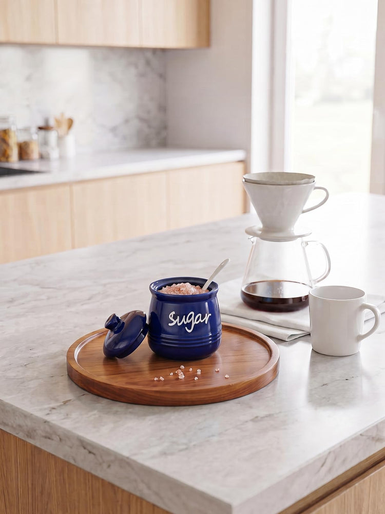 12oz Ceramic Sugar Bowl with Lid and Spoon
